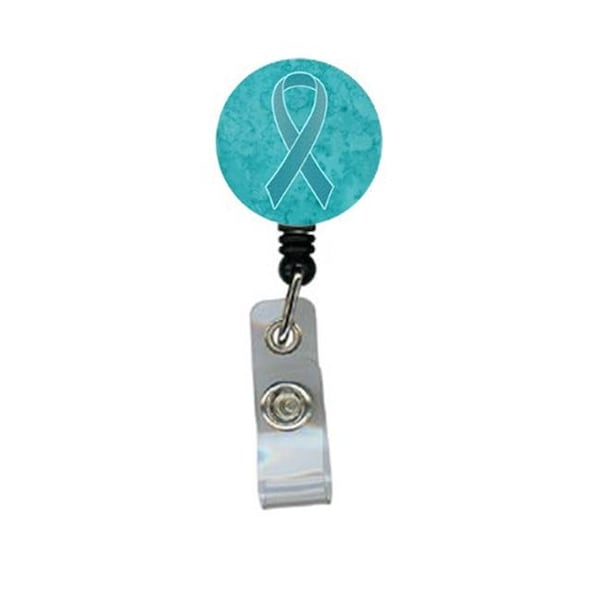 Teacher'S Aid Teal Ribbon for Ovarian Cancer Awareness Retractable Badge Reel TE55428 - main